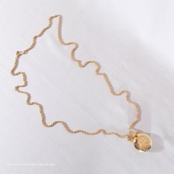 Ornate Mystery Locket Necklace Gold Tone Opera Length - Picture 5 of 14